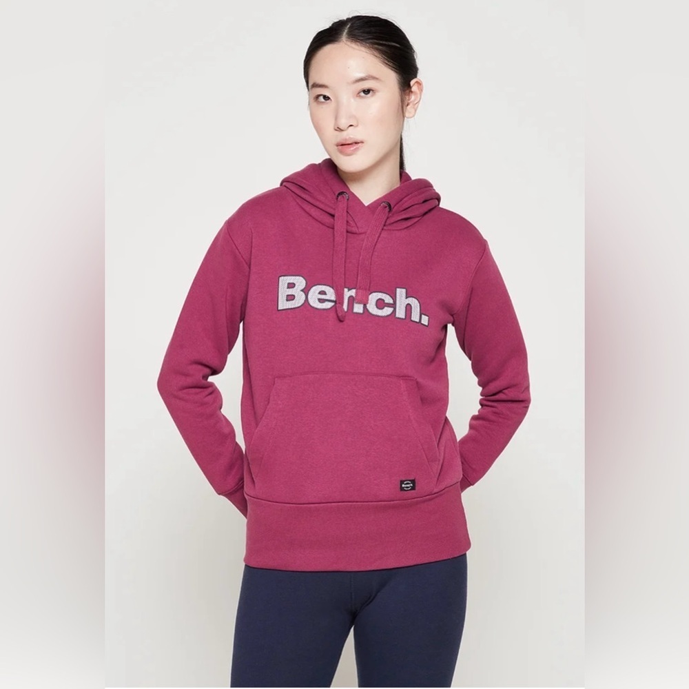 Bench logo hoody -Berry -Grey- Contrast detail -Logp patch -Sz L- VGUC​​ - Picture 2 of 5